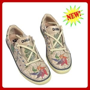 DOGO Pinwheel Graphic Sneakers US 8.5 EU 39 Beige Vegan Leather New Boho Chic